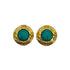 VINTAGE CHANEL EARRINGS ROUND COCOMARK COLOR STONE GREEN GOLD ACCESSORY 93P 90322032