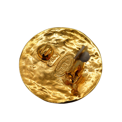 VINTAGE CHANEL EARRINGS ROUND COCOMARK GOLD 28 ACCESSORY 90334256