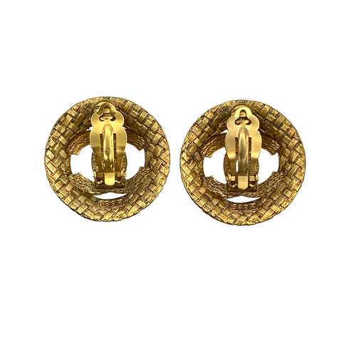 VINTAGE CHANEL EARRINGS ROUND COCOMARK GOLD ACCESSORY 29 90321168