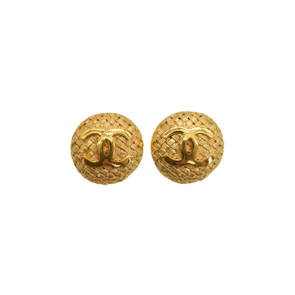 VINTAGE CHANEL EARRINGS ROUND COCOMARK GOLD ACCESSORY 29 90335030