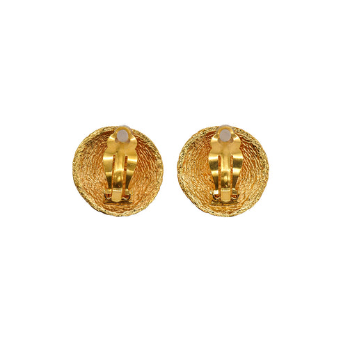 VINTAGE CHANEL EARRINGS ROUND COCOMARK GOLD ACCESSORY 29 90335030