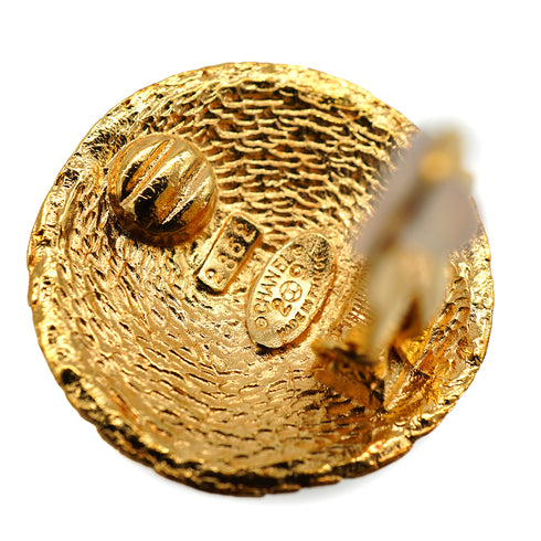 VINTAGE CHANEL EARRINGS ROUND COCOMARK GOLD ACCESSORY 29 90335030