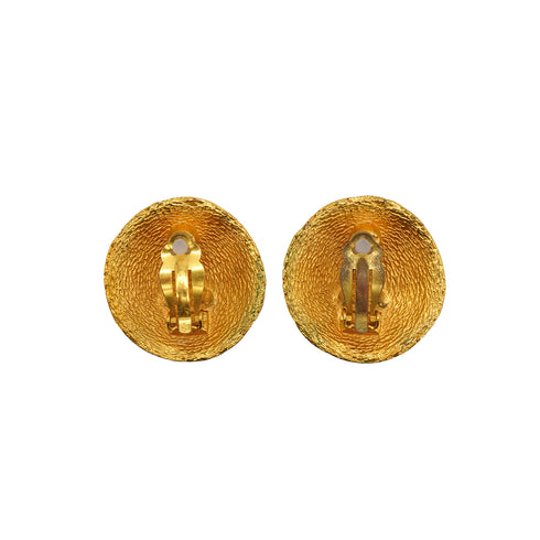 VINTAGE CHANEL EARRINGS ROUND COCOMARK GOLD ACCESSORY 29 90335757