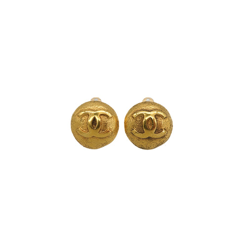VINTAGE CHANEL EARRINGS ROUND COCOMARK GOLD ACCESSORY 29 90339134