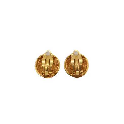 VINTAGE CHANEL EARRINGS ROUND COCOMARK GOLD ACCESSORY 29 90339134