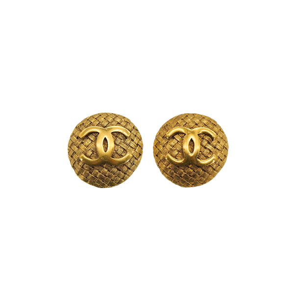 VINTAGE CHANEL EARRINGS ROUND COCOMARK GOLD ACCESSORY 29 90324768