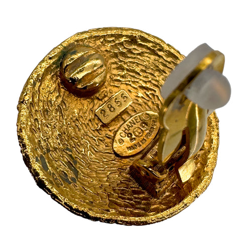 VINTAGE CHANEL EARRINGS ROUND COCOMARK GOLD ACCESSORY 29 90324768