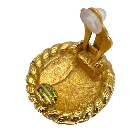 VINTAGE CHANEL EARRINGS ROUND COCOMARK GOLD ACCESSORY 90314782