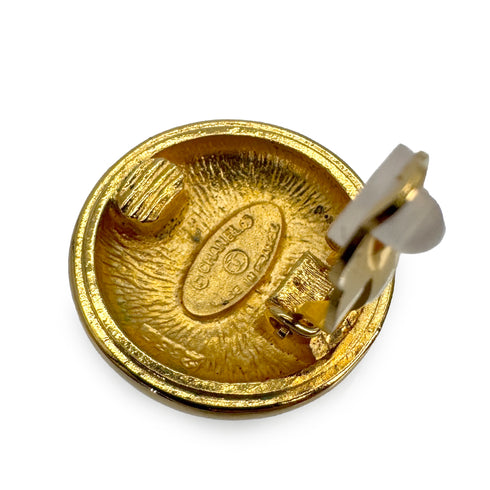 VINTAGE CHANEL EARRINGS ROUND COCOMARK GOLD ACCESSORY 90321019