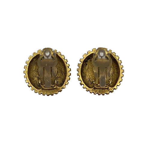 VINTAGE CHANEL EARRINGS ROUND COCOMARK GOLD ACCESSORY 90321768