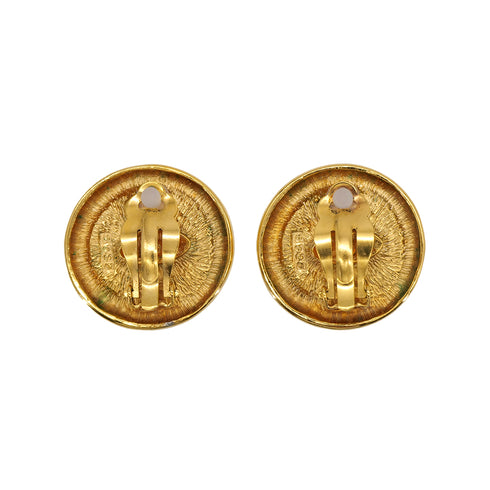 VINTAGE CHANEL EARRINGS ROUND COCOMARK GOLD ACCESSORY 90324099