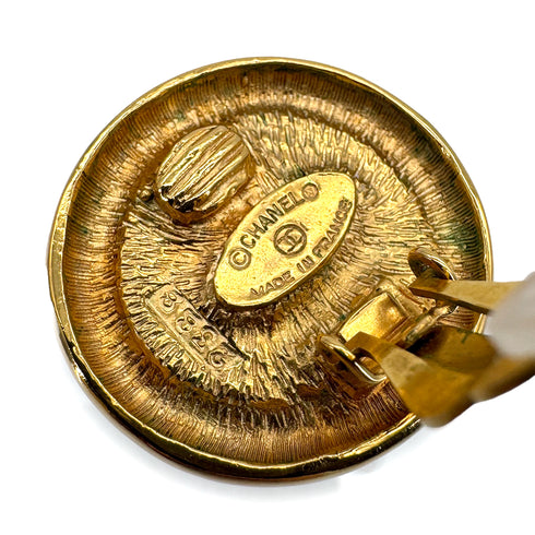 VINTAGE CHANEL EARRINGS ROUND COCOMARK GOLD ACCESSORY 90324099