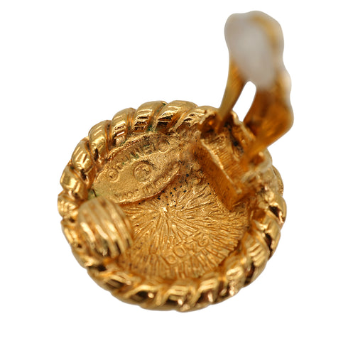 VINTAGE CHANEL EARRINGS ROUND COCOMARK GOLD ACCESSORY 90335620