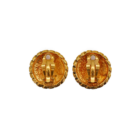 VINTAGE CHANEL EARRINGS ROUND COCOMARK GOLD ACCESSORY 90335766