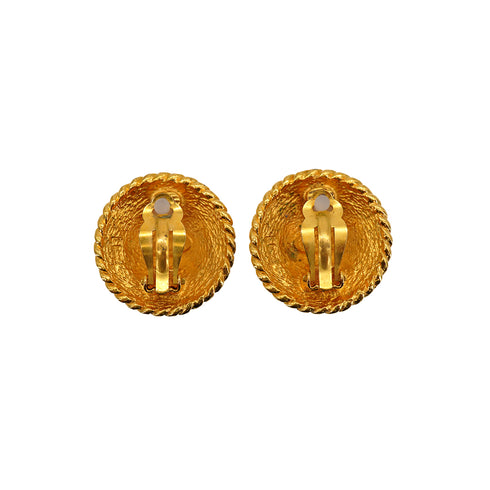 VINTAGE CHANEL EARRINGS ROUND COCOMARK GOLD ACCESSORY 90335894