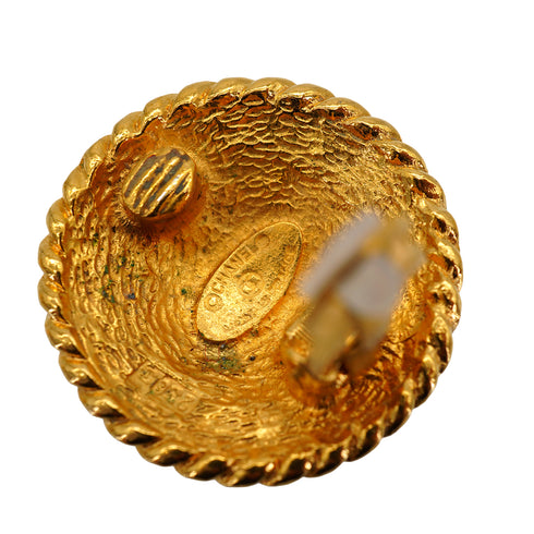 VINTAGE CHANEL EARRINGS ROUND COCOMARK GOLD ACCESSORY 90335894