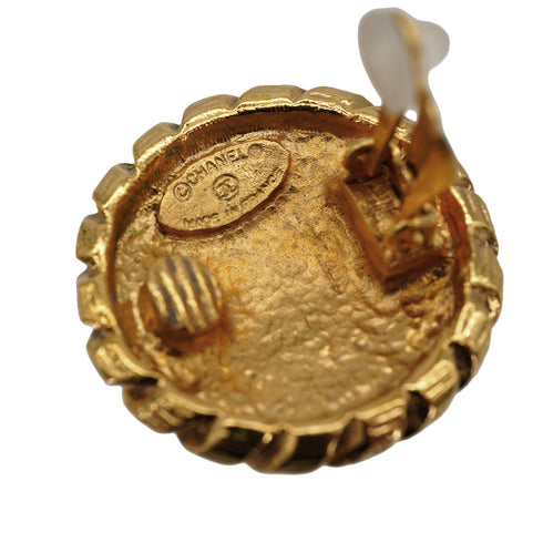 VINTAGE CHANEL EARRINGS ROUND COCOMARK GOLD ACCESSORY 90335905
