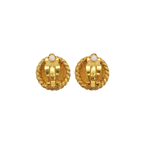 VINTAGE CHANEL EARRINGS ROUND COCOMARK GOLD ACCESSORY 90337689