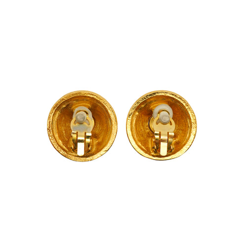 VINTAGE CHANEL EARRINGS ROUND COCOMARK GOLD ACCESSORY 90338252