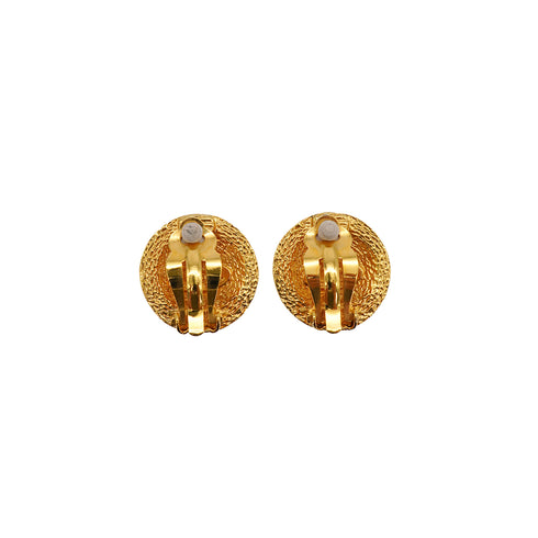 VINTAGE CHANEL EARRINGS ROUND COCOMARK GOLD ACCESSORY 90338267