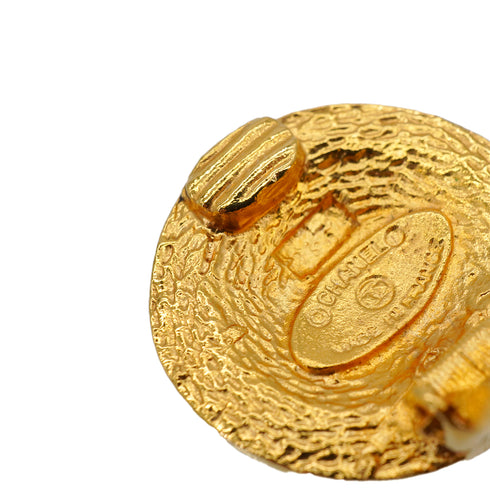 VINTAGE CHANEL EARRINGS ROUND COCOMARK GOLD ACCESSORY 90338267