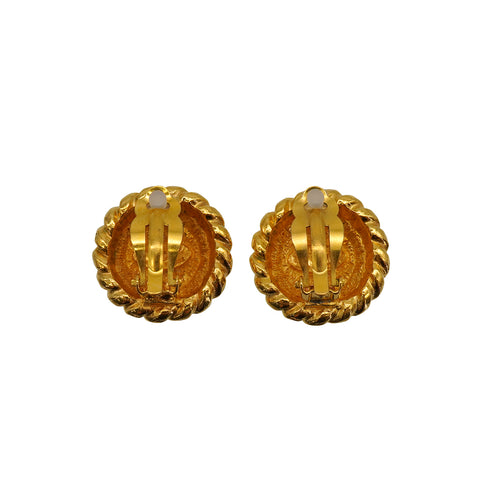 VINTAGE CHANEL EARRINGS ROUND COCOMARK GOLD ACCESSORY 90340520