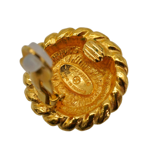 VINTAGE CHANEL EARRINGS ROUND COCOMARK GOLD ACCESSORY 90340520