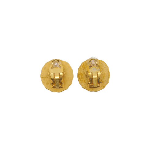 VINTAGE CHANEL EARRINGS ROUND COCOMARK GOLD ACCESSORY 93A 90324772