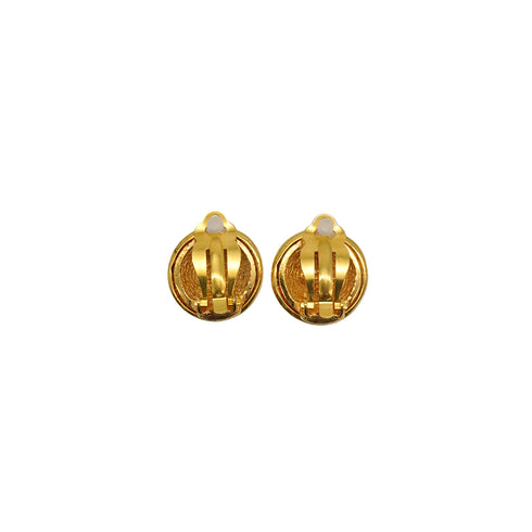 VINTAGE CHANEL EARRINGS ROUND COCOMARK GOLD ACCESSORY 93P 90338901