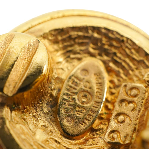 VINTAGE CHANEL EARRINGS ROUND COCOMARK GOLD ACCESSORY 93P 90338901