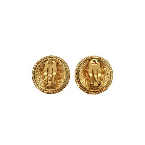 VINTAGE CHANEL EARRINGS ROUND COCOMARK GOLD ACCESSORY 93P 90339146