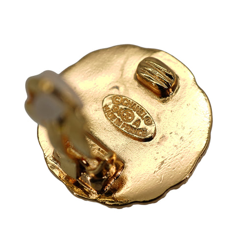 VINTAGE CHANEL EARRINGS ROUND COCOMARK GOLD ACCESSORY 94A 90335641