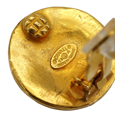 VINTAGE CHANEL EARRINGS ROUND COCOMARK GOLD ACCESSORY 94A 90337716