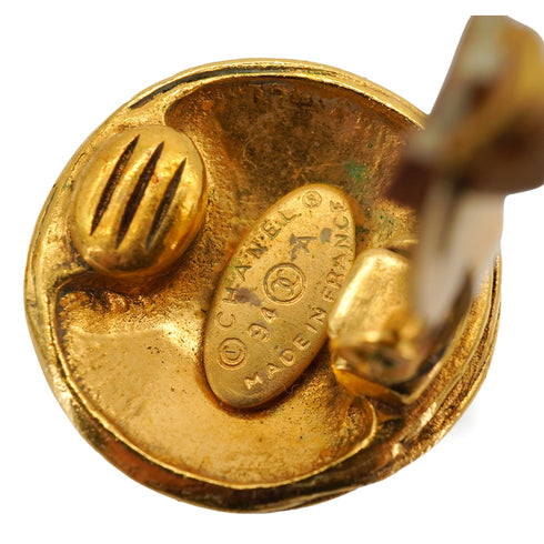 VINTAGE CHANEL EARRINGS ROUND COCOMARK GOLD ACCESSORY 94A 90338263