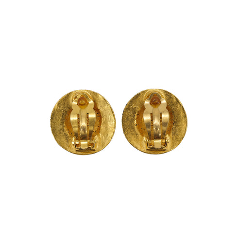 VINTAGE CHANEL EARRINGS ROUND COCOMARK GOLD ACCESSORY 94A 90324767