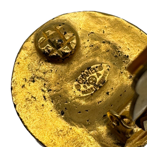 VINTAGE CHANEL EARRINGS ROUND COCOMARK GOLD ACCESSORY 94A 90324767