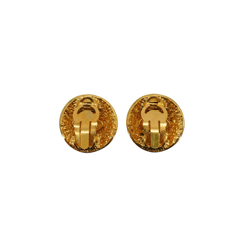 VINTAGE CHANEL EARRINGS ROUND COCOMARK GOLD ACCESSORY 94P 90338279