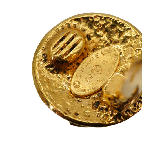 VINTAGE CHANEL EARRINGS ROUND COCOMARK GOLD ACCESSORY 94P 90338279