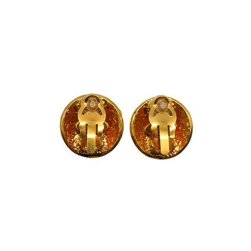 VINTAGE CHANEL EARRINGS ROUND COCOMARK GOLD ACCESSORY 94P 90339677