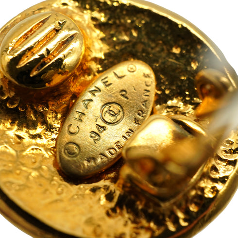 VINTAGE CHANEL EARRINGS ROUND COCOMARK GOLD ACCESSORY 94P 90339677