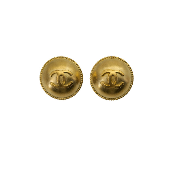 VINTAGE CHANEL EARRINGS ROUND COCOMARK GOLD ACCESSORY 95P 90312948