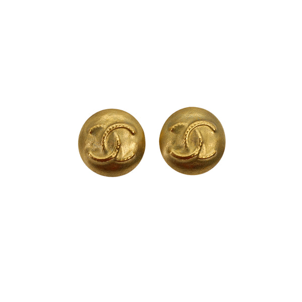 VINTAGE CHANEL EARRINGS ROUND COCOMARK GOLD ACCESSORY 95P 90321137