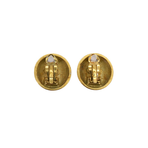 VINTAGE CHANEL EARRINGS ROUND COCOMARK GOLD ACCESSORY 95P 90321137