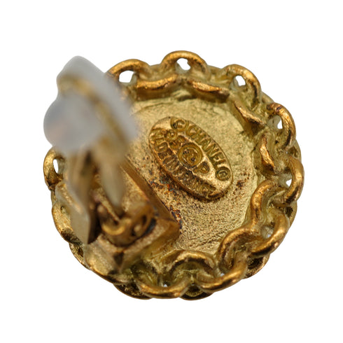 VINTAGE CHANEL EARRINGS ROUND COCOMARK GOLD ACCESSORY 95P 90335619