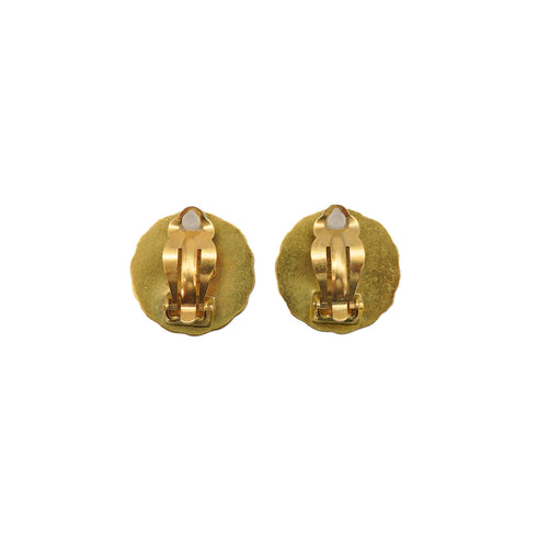 VINTAGE CHANEL EARRINGS ROUND COCOMARK GOLD ACCESSORY 95P 90335627