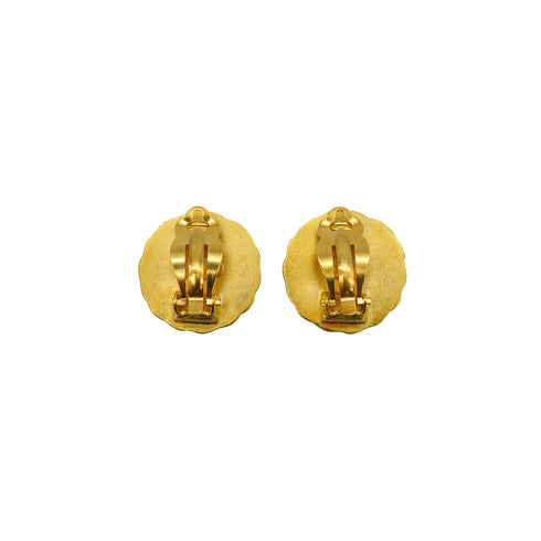 VINTAGE CHANEL EARRINGS ROUND COCOMARK GOLD ACCESSORY 95P 90338291