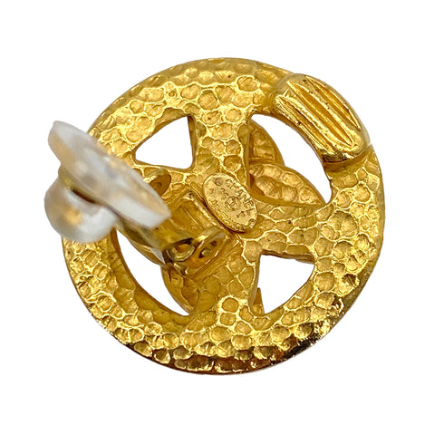 VINTAGE CHANEL EARRINGS ROUND COCOMARK GOLD ACCESSORY 96P 90319593