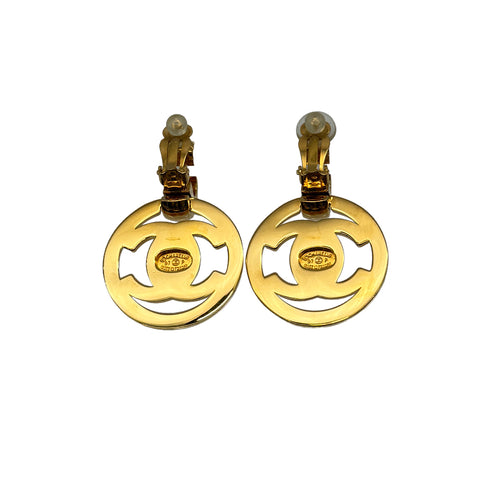 VINTAGE CHANEL EARRINGS ROUND COCOMARK GOLD ACCESSORY 97P 90313870