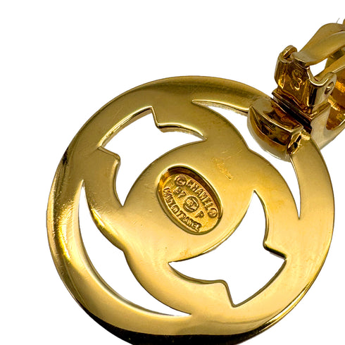 VINTAGE CHANEL EARRINGS ROUND COCOMARK GOLD ACCESSORY 97P 90313870