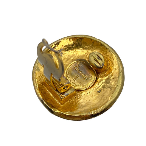 VINTAGE CHANEL EARRINGS ROUND COCOMARK GOLD ACCESSORY 90321092
